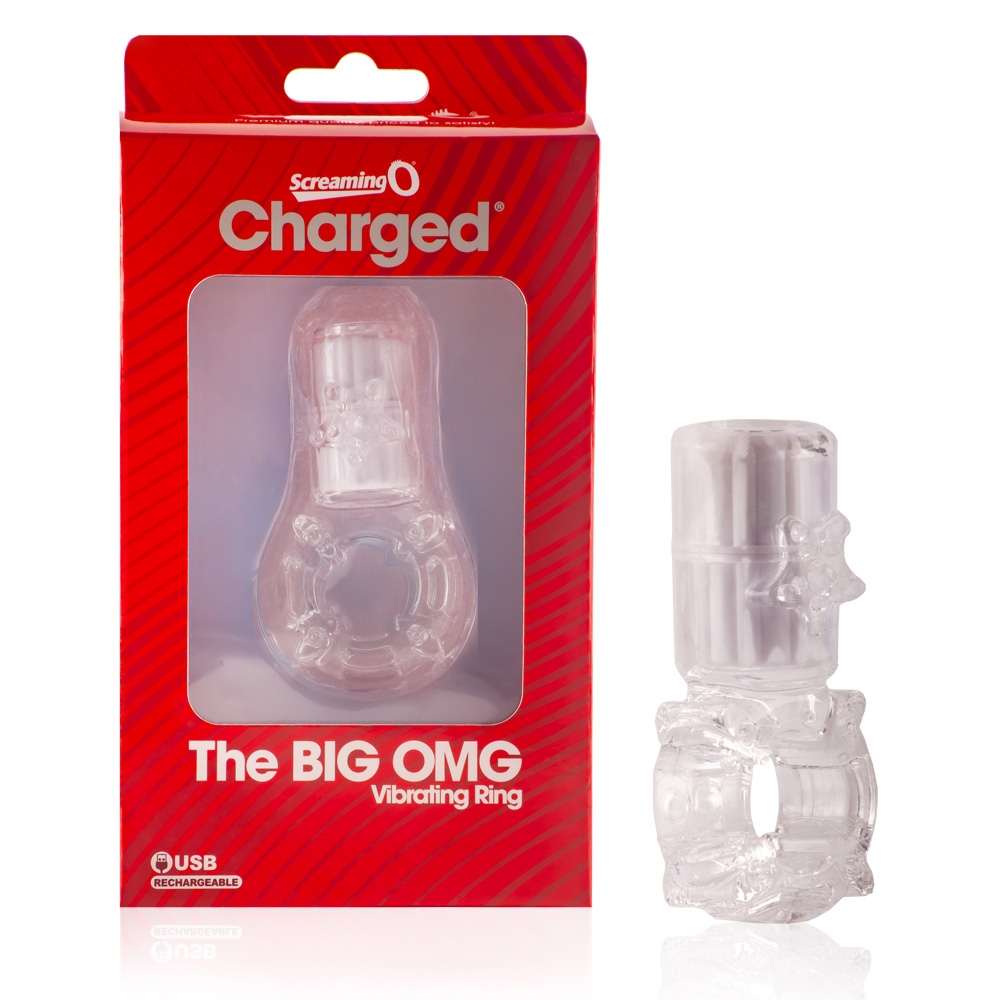 Screaming O Charged Big OMG clear rechargeable vibrating cock ring