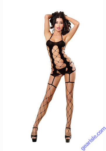 Dreamgirl 0199 Fence Net Gater Dress With Opaque Cup Lingerie