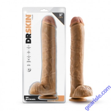 Blush Dr. Skin Dr. Michael Realistic Dildo With Balls Tan 14" box