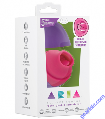 Blush Aria Flutter Tongue Vibrator Purple 4.25" Rechargeable box