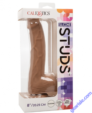 CalExotics Silicone Studs Life-like 8" Suction Cup Brown Dildo box