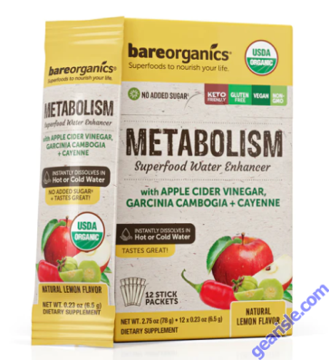 Metabolism Superfood Drink Mix Smoothie Booster 12 Cnt BareOrganics 