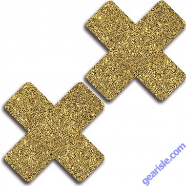 Glitter 31510 Gold Glitter Cross Pasties Lingerie
