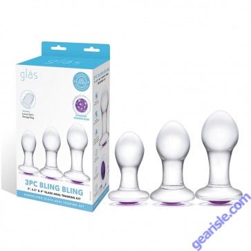 Glas 3Pc Bling Bling Handblown Glass Anal Training Kit box