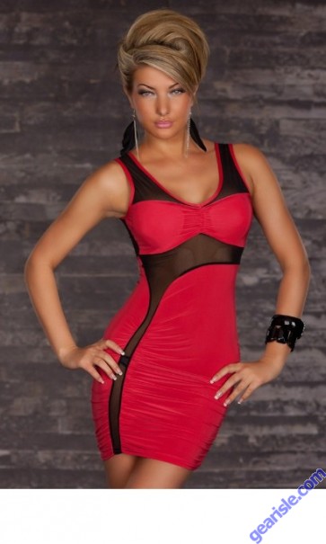 Women Club Sexy Red Cut-out Mesh Form Fitting Stretch Mini Bodycon 6444 Dress Women Club Sexy Red Cut-out Mesh Form Fitting Stretch Mini Bodycon 6444 Dress