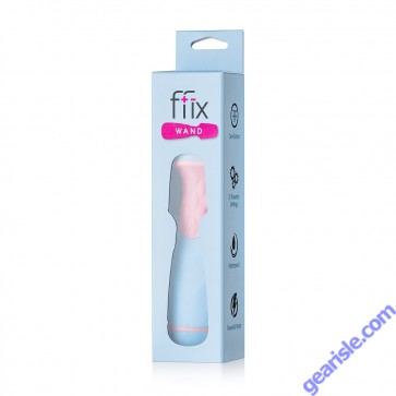 Ffix Wand Vibrator Light Blue Waterproof Battery Operated Femme Funn box