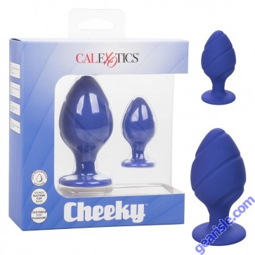 Anal Plug Silicone Cheeky Purple Suction Cup CalExotics box
