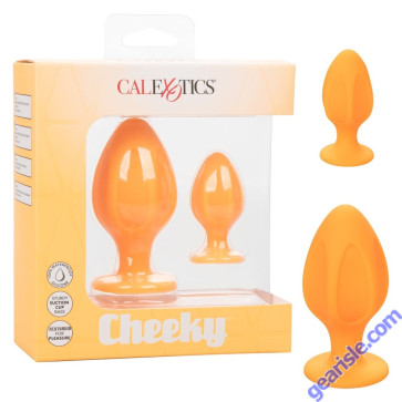 Anal Plug Silicone Cheeky Orange Suction Cup CalExotics box