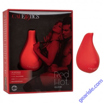 Red Hot Glow Contoured Scoop CalExotics Silicone Waterproof Vibrator box