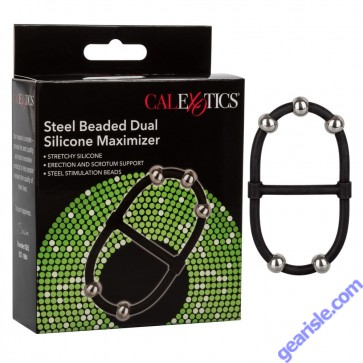 Steel Beaded Dual Silicone Maximizer CalExotics Cock Ring Silicone box Steel Beaded Dual Silicone Maximizer CalExotics Cock Ring Silicone box