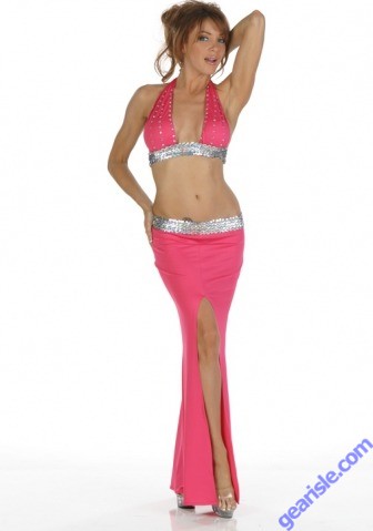 Neck Halter Stretch Open Cups Ruffle Scales Long Robe Dress 7665 Lingerie