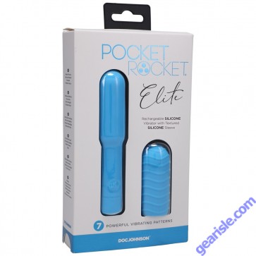 DocJohnson Sky Blue Pocket Rocket Elite Vibrator box