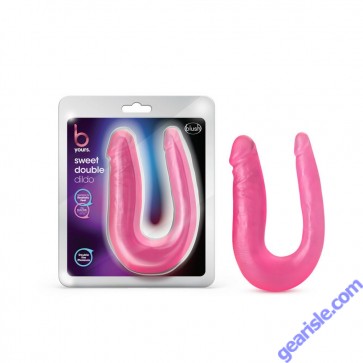 B Yours Sweet Double Dildo Lifelike U Shape Pink Blush Novelties box