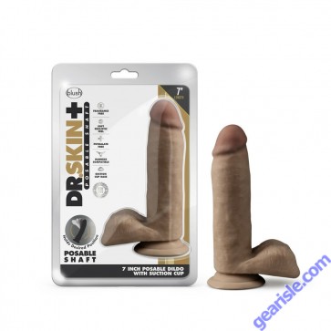 Blush Dr. Skin Plus 7" Posable Dildo Realistic Balls Mocha box