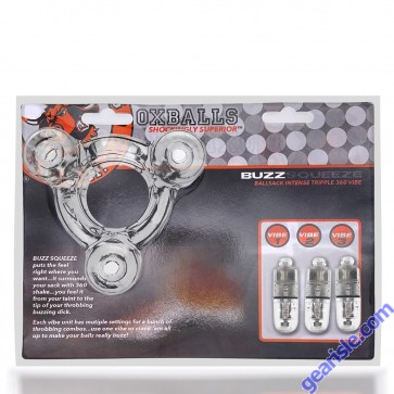 Oxballs Buzz Squeeze Ballstretcher Clear Tripple 360 Vibe box