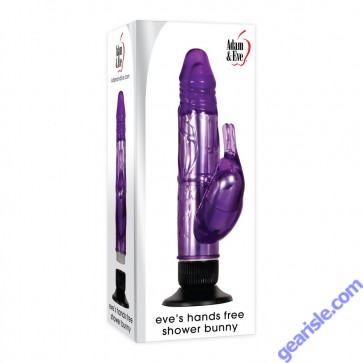 Adam & Eve's Hands Free Shower Bunny Vibrator Waterproof AA Batteries box