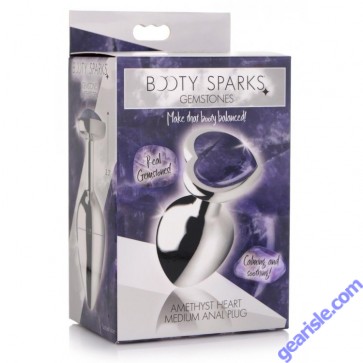 Anal Plug Medium Booty Sparks Gemstones Amethyst Heart Shaped box