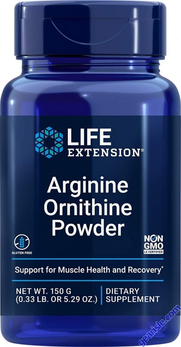 Life Extension Arginine Ornithine Powder 150gr Promotes Muscle Health front