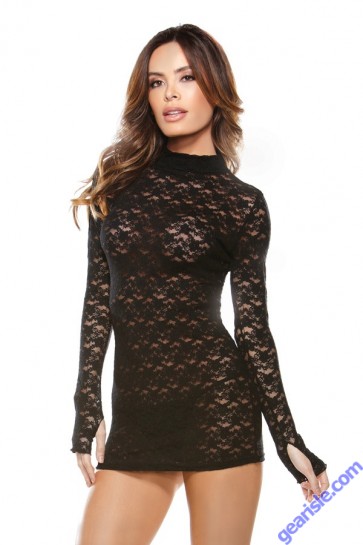 Collared Lace Dress G-string Tease B189