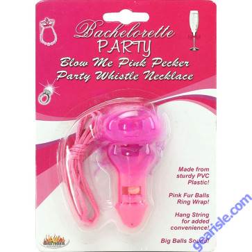 Bachelorette Blow Me Pink Pecker Party Whistle Necklace