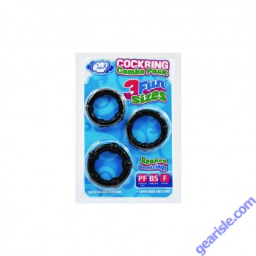 Cloud 9 Cockring Combo Beaded Black Display  Cloud 9 Cockring Combo Beaded Black Display