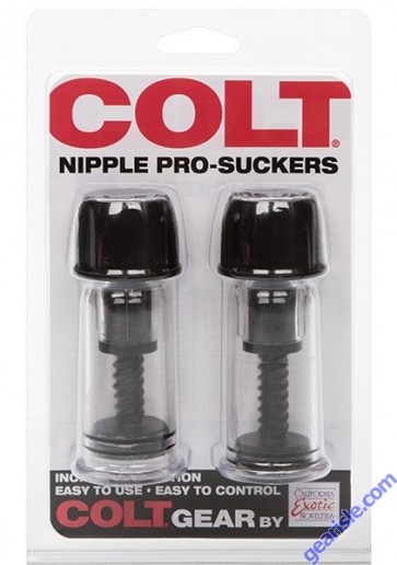 Colt Nipple Pro Suckers Black Clear Cal Exotics package