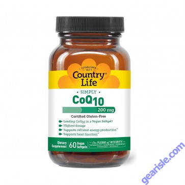 Country Life Simply CoQ10 200mg bottle front view Country Life Simply CoQ10 200mg bottle front view