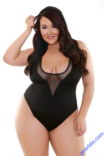 Olivia Mesh Micro Hooded Playsuit Curve P274