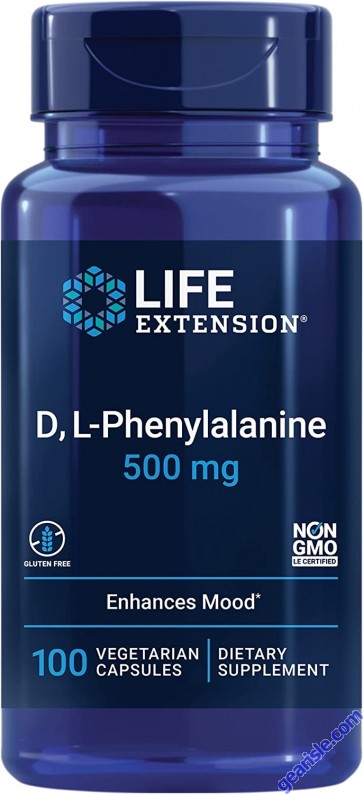 Life Extension D, L-Phenylalanine 500mg front