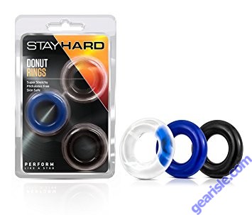 Donut Rings 3 Pack Assorted Stay Hard Blush Novelties 