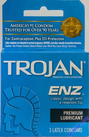 Trojan ENZ Premium Lubricated Condom Blue 3 Condoms