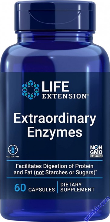 Life Extension Digestion Supplement Extraordinary Enzymes front Life Extension Digestion Supplement Extraordinary Enzymes front