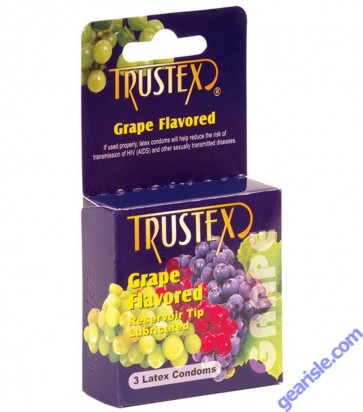 Grape Flavored 3 Lubricated Latex Condoms Trustex