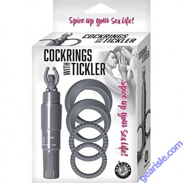 Cock Rings With Tickler Vibrator Grey