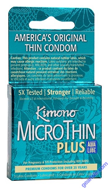 Kimono Microthin Plus Aqua Lub 3 Latex Condoms