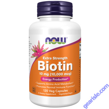 NOW Foods Biotin 10000mcg Extra Strength 120 Veg Capsules