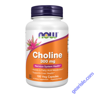 NOW Foods Choline 300mg Nervous System Health 100 Veg Capsules