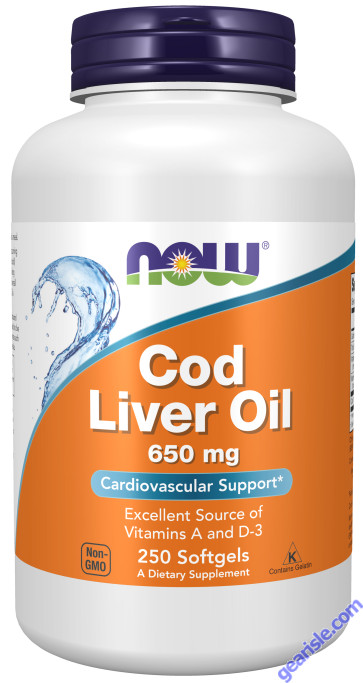 NOW Foods Cod Liver Oil 650mg 250 Softgels