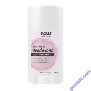 NOW Foods Long-Lasting Deodorant Stick Rose + Ylang Ylang 2.2 oz.