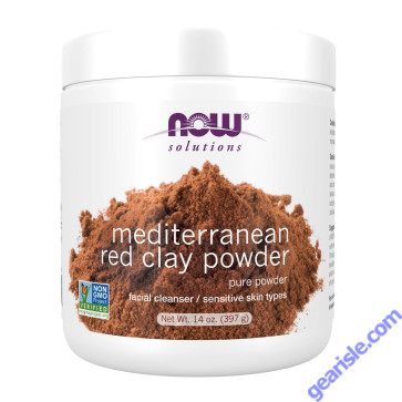 NOW Foods Mediterranean Red Clay Powder Pure Powder for Sensitive Skin Facial Mask 14 oz