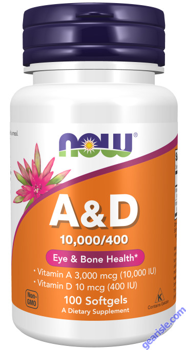 NOW Foods Vitamin A & D 10000/400IU 100 Softgels
