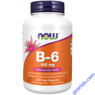 NOW Foods Vitamin B-6 Pyridoxine 100mg 250 Veg Capsules