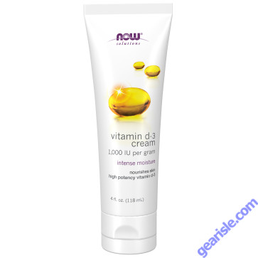 NOW Foods Vitamin D-3 Cholecalciferol Cream 4 fl oz