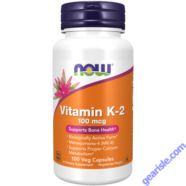 NOW Foods Vitamin K-2 Menaquinone 100mcg 100 Veg Capsules