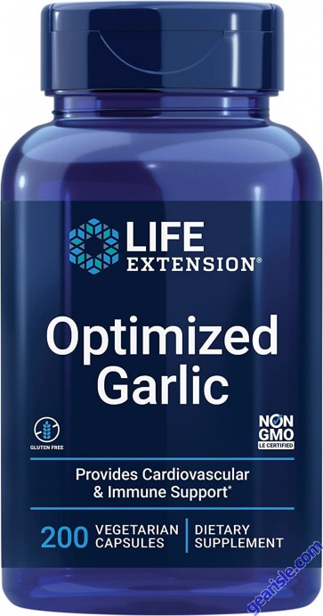 Life Extension Immune Support Optimized Garlic 1200mg bottle