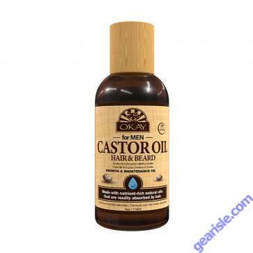 Front view of OKAY Men Castor Oil Beard Growth Oil 4oz bottle