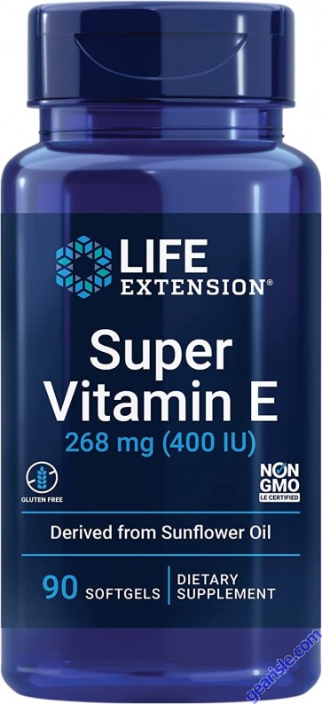 Life Extension Whole Body Health Super Vitamin E 400 IU 90 Softgels bottle