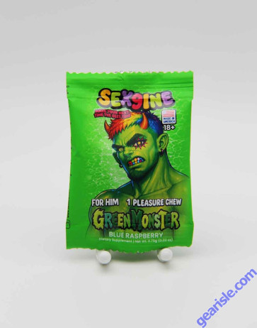 Sex9ine Green Monster For Him Blue Raspberry Pleasure Chew front pouch