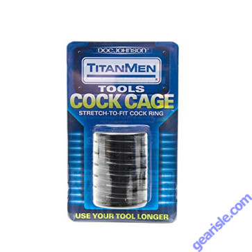 Titan Men Black Tools Cock Cage Stretch to Fit Cock RIng Toy