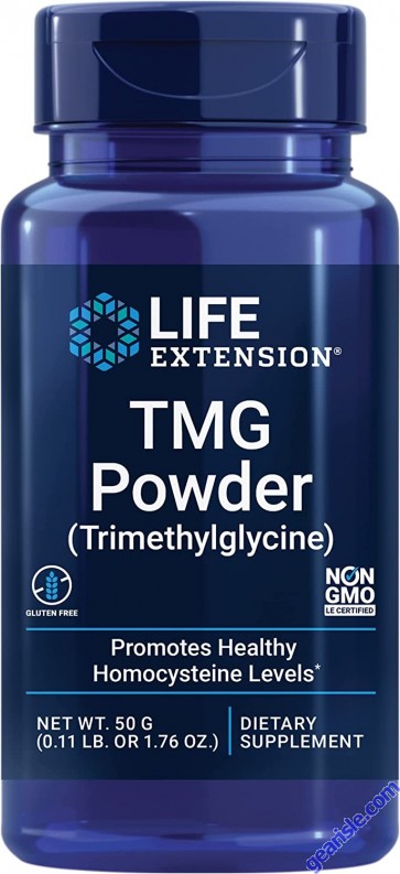 Life Extension TMG Powder Trimethylglycine Gluten Free 500mg 50G bottle